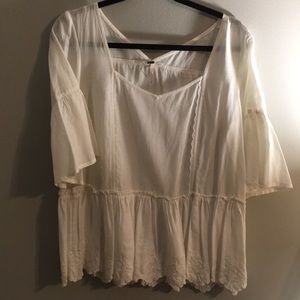 Free People Flowy White Floral Top
